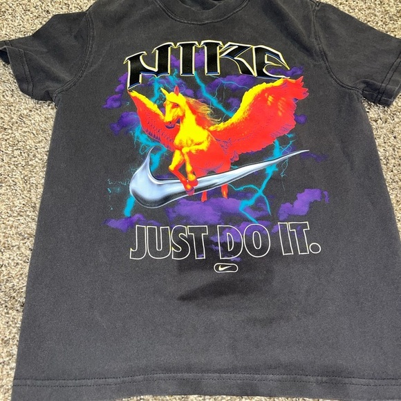 Nike Other - Nike Sportswear Logo Tee Shirt Gray Pegasus YS Youth Size small Loose Fit